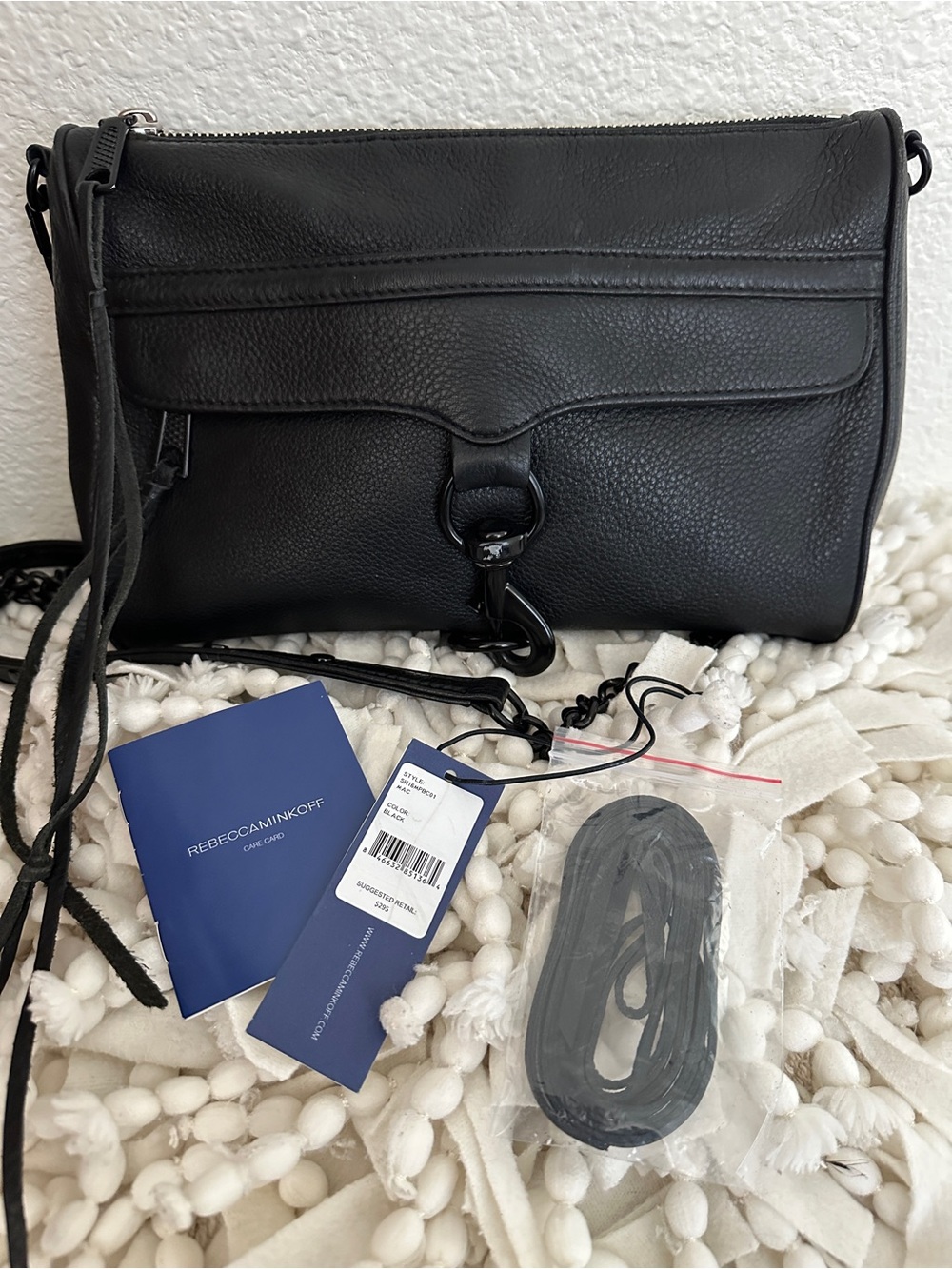 REBECCA MINKOFF Leather MAC Crossbody Bag Blk w/ Matt Blk Hardware NWT *FLAWED*